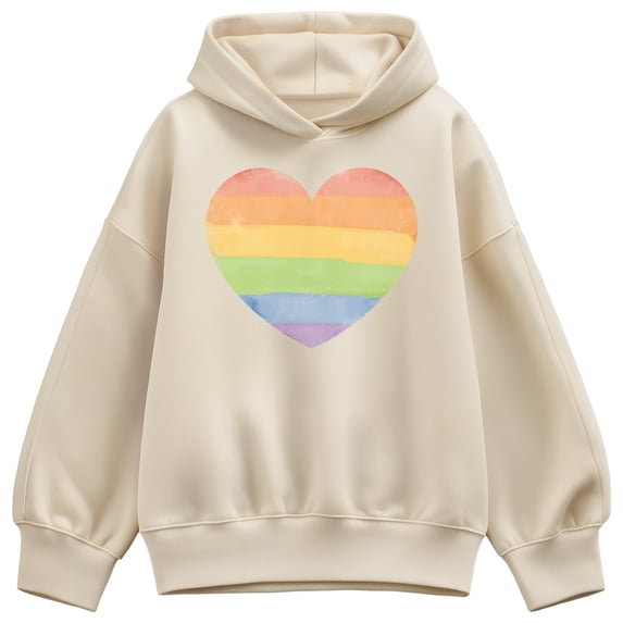 Instant Message - Rainbow Heart Oversized Fleece Hoodie Sweatshirt