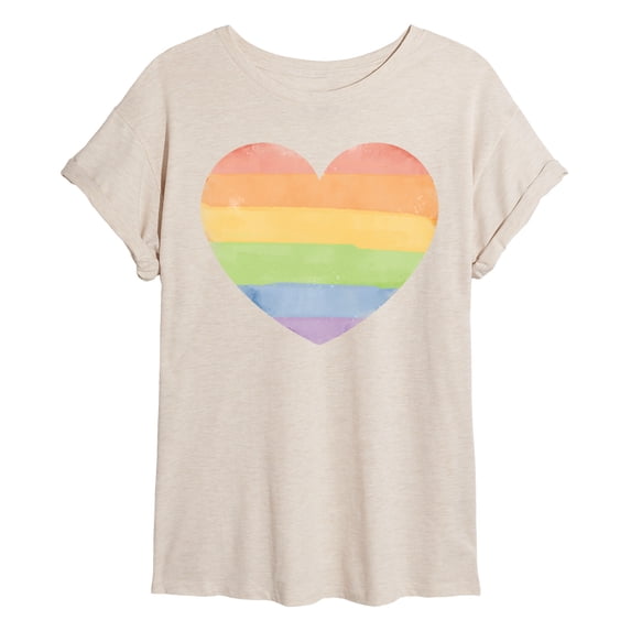 Instant Message - Rainbow Heart Oversized Graphic T-Shirt