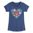 thumbnail image 1 of Instant Message - Rainbow Pawprint Heart - Toddler and Youth Girls Short Sleeve T-Shirt, 1 of 5