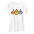 thumbnail image 1 of Instant Message - Rainbow Pumpkins Women's Short Sleeve Graphic T-Shirt, 1 of 5