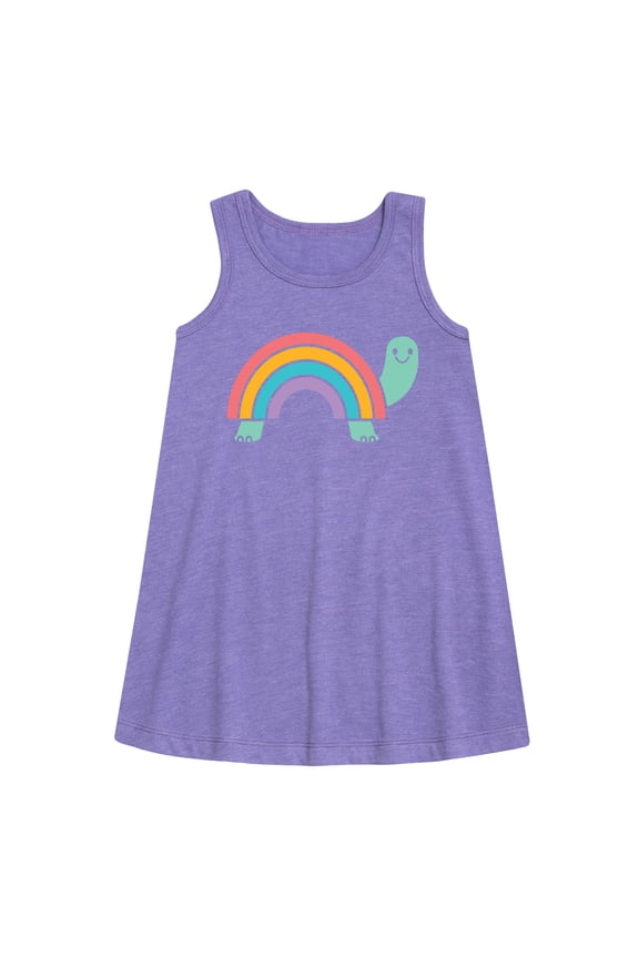 - Rainbow Shell Turtle - Toddler & Youth Girls A-line Dress