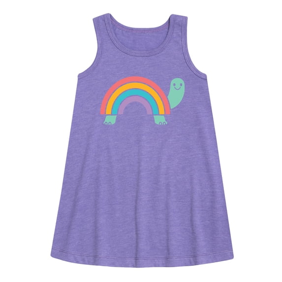 Instant Message - Rainbow Shell Turtle - Toddler & Youth Girls A-line Dress