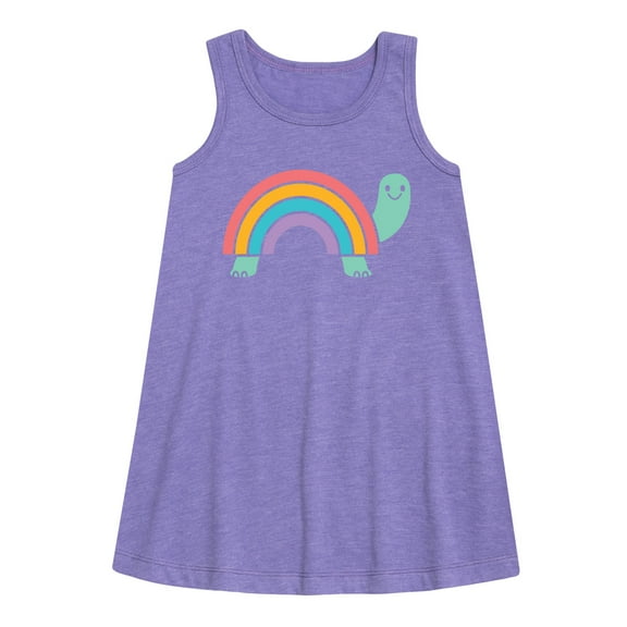 Instant Message - Rainbow Shell Turtle - Toddler & Youth Girls A-line Dress