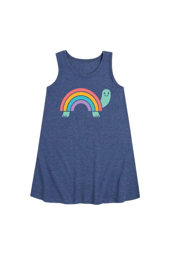 - Rainbow Shell Turtle - Toddler & Youth Girls A-line Dress
