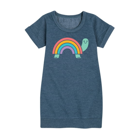 Instant Message - Rainbow Shell Turtle - Toddler & Youth Girls Fleece Dress