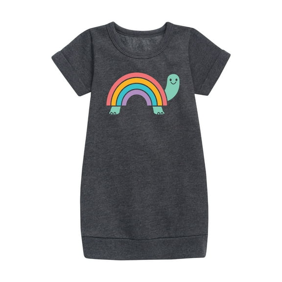 Instant Message - Rainbow Shell Turtle - Toddler & Youth Girls Fleece Dress