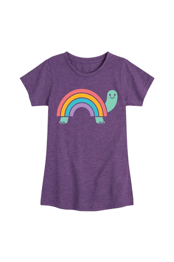 - Rainbow Shell Turtle - Toddler & Youth Girls Short Sleeve Graphic T-Shirt