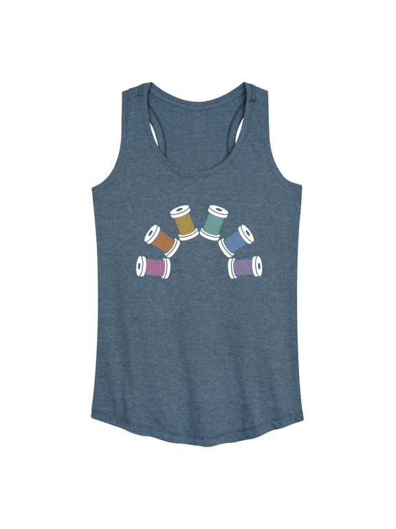 - Rainbow Thread Spool Women's Graphic Racerback Tank