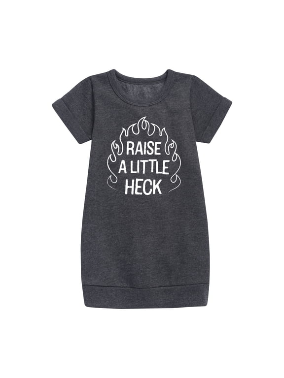 - Raise A Little Heck Girls' Graphic Short Sleeve Fleece Dress