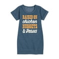 thumbnail image 1 of Instant Message - Raised On Chicken Nuggets And Jesus - Toddler & Youth Girls Fleece Dress, 1 of 6