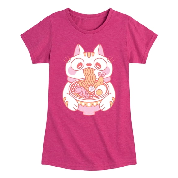 Instant Message - Ramen Cat - Youth Girls Fitted Short Sleeve T-Shirt