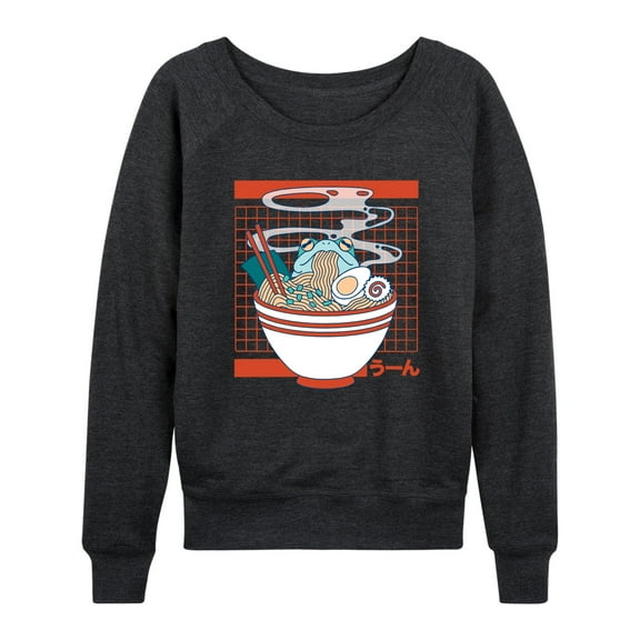 Instant Message - Ramen Frog Yum - Women's French Terry Pullover Long Sleeve Shirt
