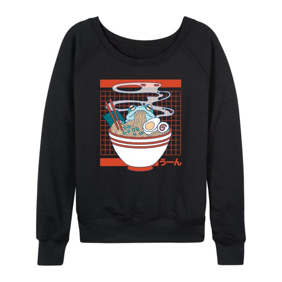 Instant Message - Ramen Frog Yum - Women's French Terry Pullover Long Sleeve Shirt