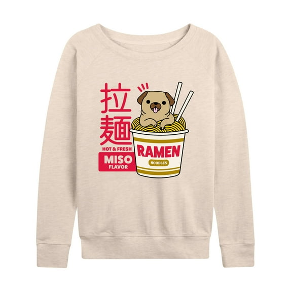 Instant Message - Ramen Pug - Women's Lightweight French Terry Long Sleeve Shirt