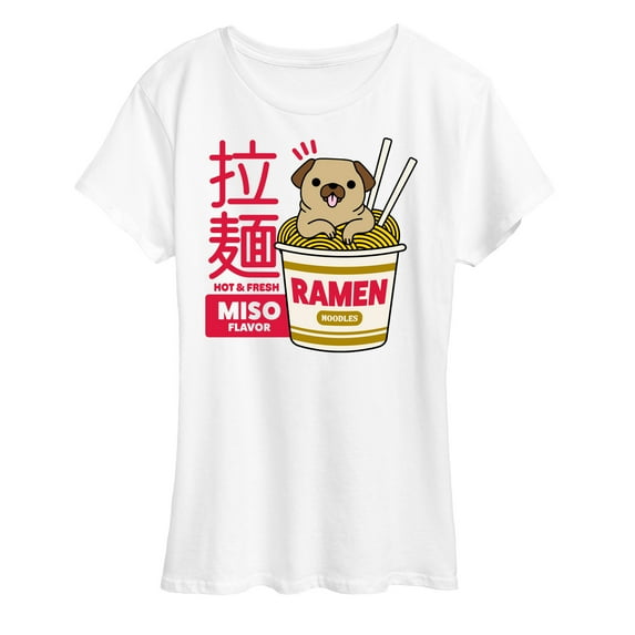 Instant Message - Ramen Pug - Women's Short Sleeve Graphic T-Shirt