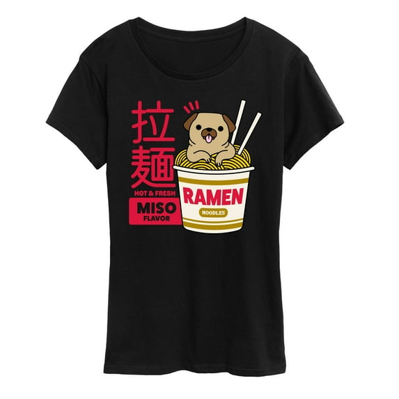 Instant Message - Ramen Pug - Women's Short Sleeve Graphic T-Shirt