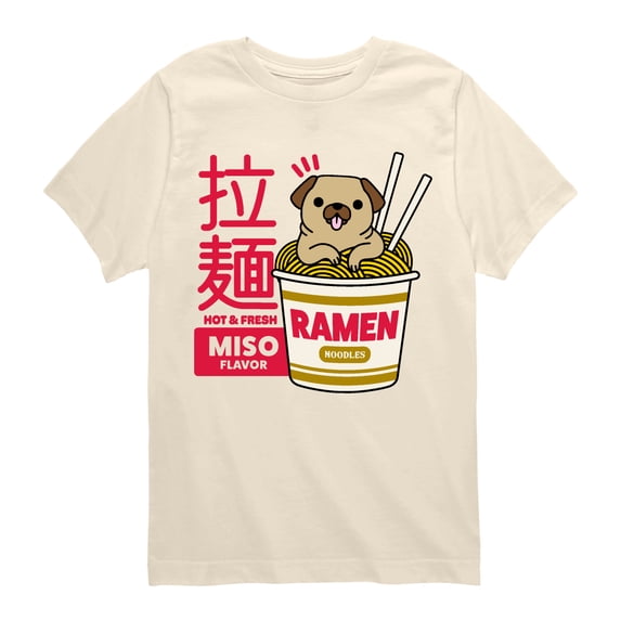 Instant Message - Ramen Pug Short Sleeve Graphic T-Shirt