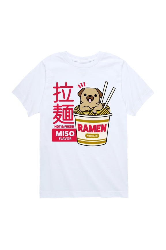 - Ramen Pug - Youth Boys Short Sleeve Graphic T-Shirt