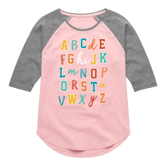 Instant Message - Random Alphabet - Toddler & Youth Girls Raglan Graphic T-Shirt