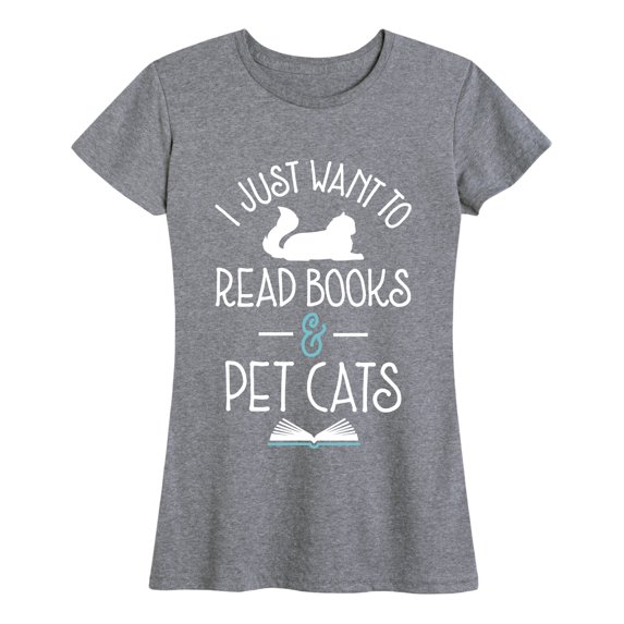 Instant Message - Read Books Pet Cats Short Sleeve Graphic T-Shirt