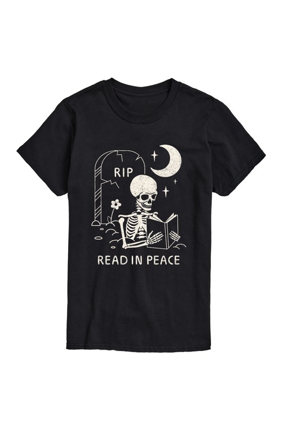 - Read in Peace Skeleton - Men's Short Sleeve Graphic T-Shirt