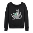 thumbnail image 1 of Instant Message - Reading Cat Coffee - Women's Lightweight French Terry Long Sleeve Shirt, 1 of 6