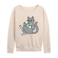 thumbnail image 1 of Instant Message - Reading Cat Coffee - Women's Lightweight French Terry Long Sleeve Shirt, 1 of 6