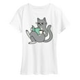 thumbnail image 1 of Instant Message - Reading Cat Coffee - Women's Short Sleeve Graphic T-Shirt, 1 of 6