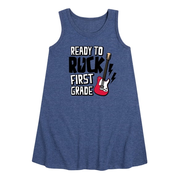 Instant Message - Ready To Rock First Grade - Back to School - Toddler & Youth Girls A-line Dress