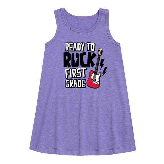 Instant Message - Ready To Rock First Grade - Back to School - Toddler & Youth Girls A-line Dress