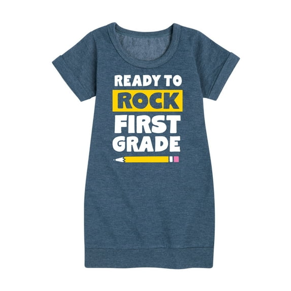 Instant Message - Ready To Rock First Grade - Toddler And Youth Girls Fleece Dress