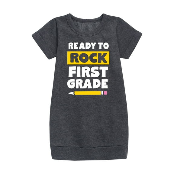 Instant Message - Ready To Rock First Grade - Toddler And Youth Girls Fleece Dress