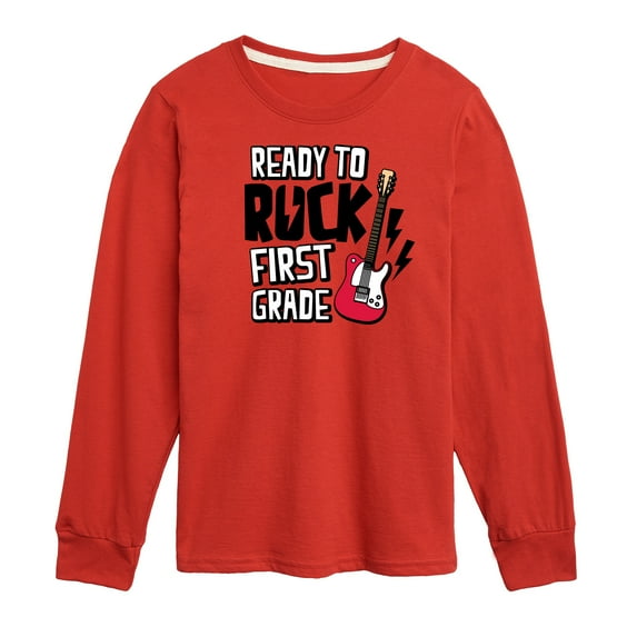 Instant Message - Ready To Rock First Grade - Toddler & Youth Long Sleeve Graphic T-Shirt