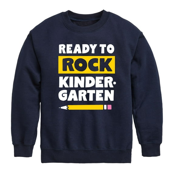 Instant Message - Ready To Rock Kindergarten - Toddler And Youth Crewneck Fleece Sweatshirt