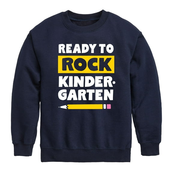 Instant Message - Ready To Rock Kindergarten - Toddler And Youth Crewneck Fleece Sweatshirt