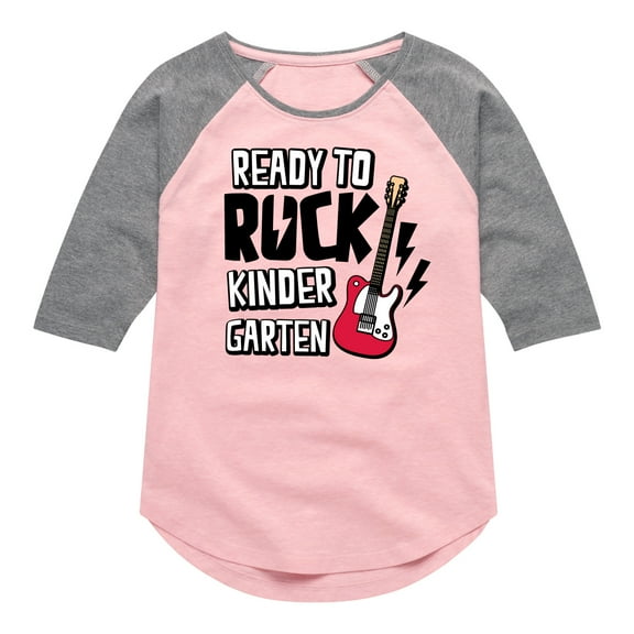Instant Message - Ready To Rock Kindergarten - Toddler & Youth Girls Raglan Graphic T-Shirt