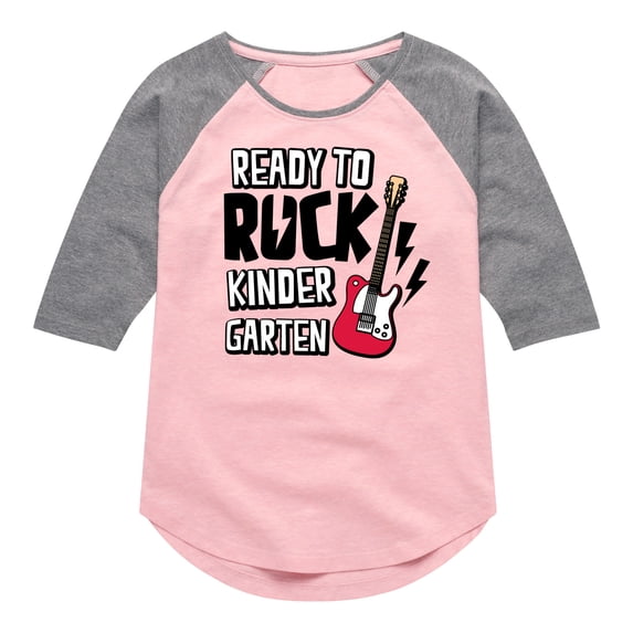Instant Message - Ready To Rock Kindergarten - Toddler & Youth Girls Raglan Graphic T-Shirt