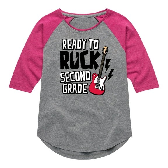 Instant Message - Ready To Rock Second Grade - Toddler & Youth Girls Raglan Graphic T-Shirt