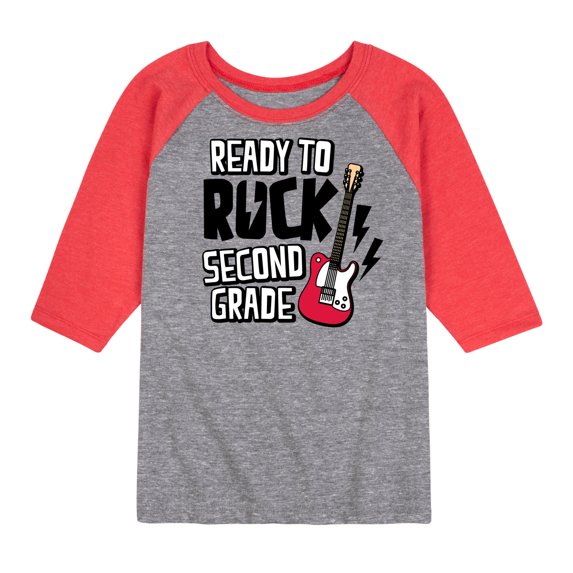 Instant Message - Ready To Rock Second Grade - Toddler & Youth Raglan Graphic T-Shirt