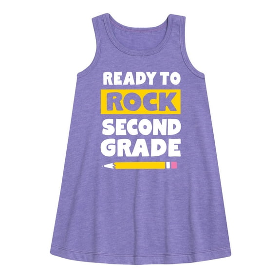 Instant Message - Ready To Rock Second Grade - Toddler and Youth Girls A-line Dress