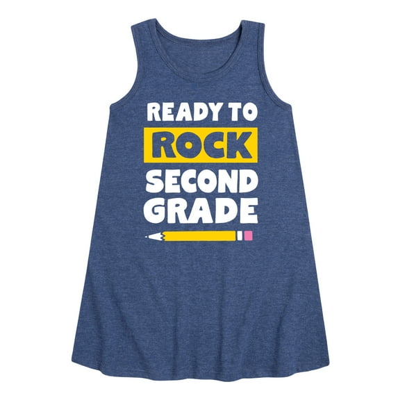 Instant Message - Ready To Rock Second Grade - Toddler and Youth Girls A-line Dress