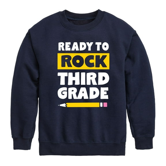 Instant Message - Ready To Rock Third Grade - Toddler And Youth Crewneck Fleece Sweatshirt