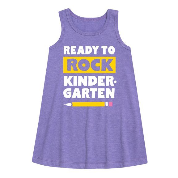 Instant Message - Ready to Rock Kindergarten - Back to School - Toddler and Youth Girls A-line Dress