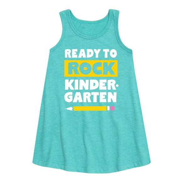 Instant Message - Ready to Rock Kindergarten - Back to School - Toddler and Youth Girls A-line Dress