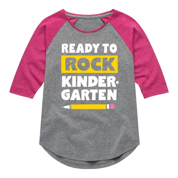 Instant Message - Ready to Rock Kindergarten - Toddler And Youth Girls Raglan Graphic T-Shirt