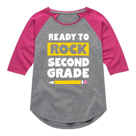 Instant Message - Ready to Rock Second Grade - Toddler And Youth Girls Raglan Graphic T-Shirt