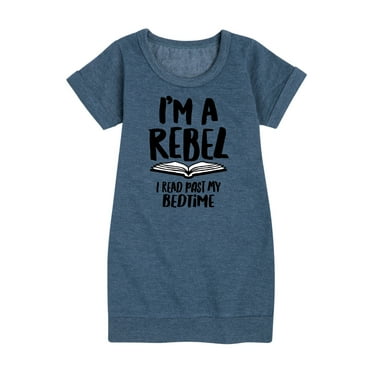 Instant Message - Rebel Read Past BedtI'me - Toddler And Youth Girls Fleece Dress