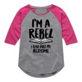 thumbnail image 1 of Instant Message - Rebel Read Past BedtI'me - Toddler And Youth Girls Raglan Graphic T-Shirt, 1 of 5