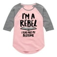 thumbnail image 1 of Instant Message - Rebel Read Past BedtI'me - Toddler And Youth Girls Raglan Graphic T-Shirt, 1 of 5