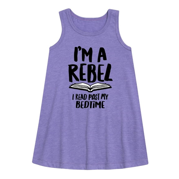 Instant Message - Rebel Read Past BedtI'me - Toddler and Youth Girls A-line Dress